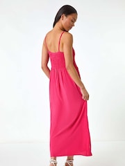 Roman Pink Petite Crochet Contrast Midi Dress - Image 3 of 5
