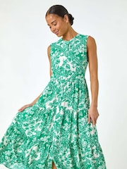 Roman Green Petite Abstract Button Up Dress - Image 1 of 5