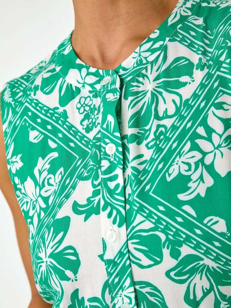 Roman Green Petite Abstract Button Up Dress - Image 5 of 5