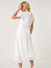 Roman White Petite Front Twist Jacquard Dress - Image 3 of 5