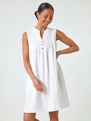Roman White Petite Pintuck Pocket Dress - Image 1 of 5