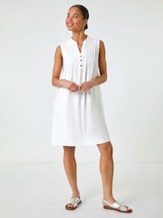 Roman White Petite Pintuck Pocket Dress - Image 3 of 5