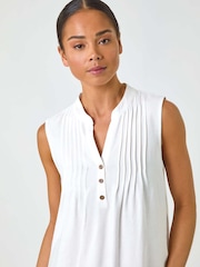 Roman White Petite Pintuck Pocket Dress - Image 4 of 5