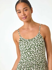 Roman Green Petite Ditsy Floral Print Strap Dress - Image 2 of 5