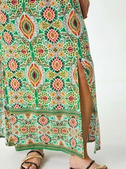 Roman Green Petite Abstract Bardot Midi Dress - Image 5 of 5