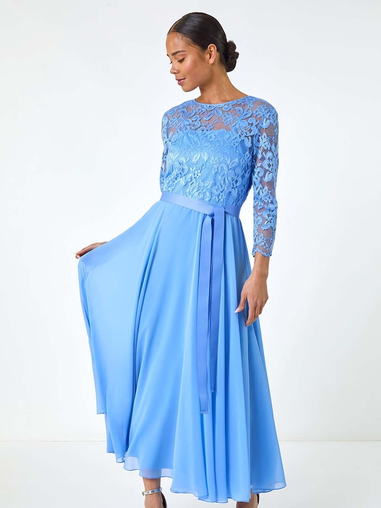 Azul - Roman Petite Lace Tie Waist Maxi Dress - Imagen 1 de 5 Azul - Roman Petite Lace Tie Waist Maxi Dress - Imagen 1 de 5