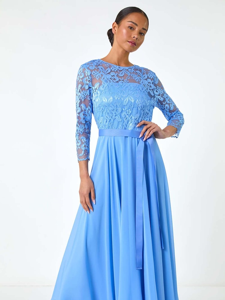 Azul - Roman Petite Lace Tie Waist Maxi Dress - Imagen 2 de 5 Azul - Roman Petite Lace Tie Waist Maxi Dress - Imagen 2 de 5