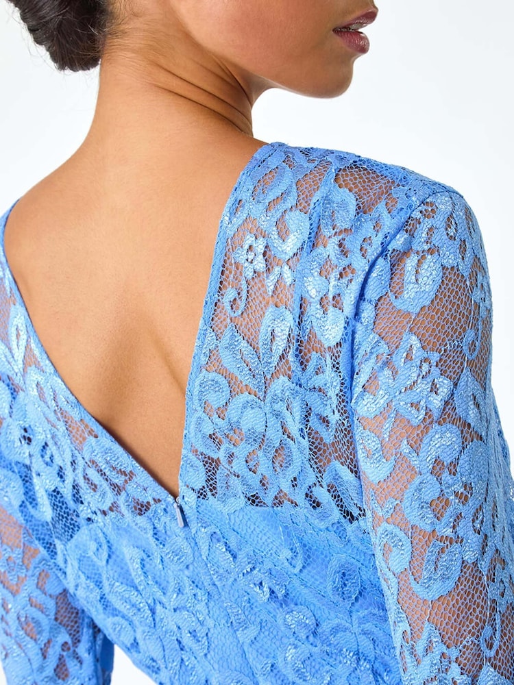 Azul - Roman Petite Lace Tie Waist Maxi Dress - Imagen 5 de 5 Azul - Roman Petite Lace Tie Waist Maxi Dress - Imagen 5 de 5