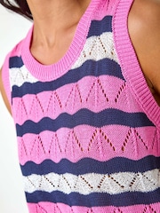 Roman Pink Petite Stripe Print Knitted Tank Top - Image 5 of 5