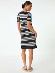 Roman Black Petite Stripe Knit Dress - Image 3 of 5