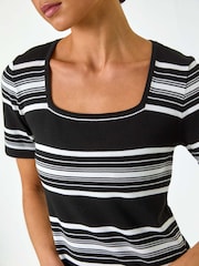 Roman Black Petite Stripe Knit Dress - Image 5 of 5
