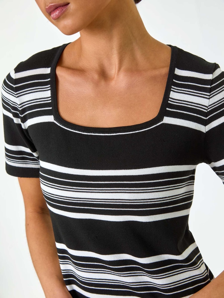 Roman Black Petite Stripe Knit Dress - Image 5 of 5