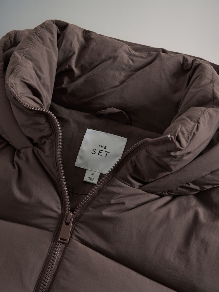 The Set Black/Taupe Brown 2 Pack Padded Midi Coats - Image 5 of 5 The Set Black/Taupe Brown 2 Pack Padded Midi Coats - Image 5 of 5