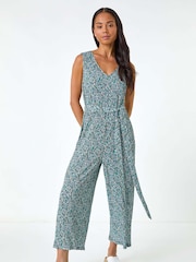 Roman Petite Ditsy Crinkle Crop Jumpsuit - Imagen 2 de 5