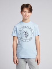 U.S. Polo Assn. dark Blue Boys 100% Cotton Circle Print T-Shirt - Image 1 of 8