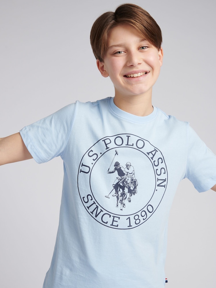 U.S. Polo Assn. dark Blue Boys 100% Cotton Circle Print T-Shirt - Image 2 of 8