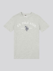 Серый - US Polo Assn. Футболка из 100% хлопка для мальчиков с принтом арочного принта - Изображение 5 из 7