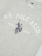 Серый - US Polo Assn. Футболка из 100% хлопка для мальчиков с принтом арочного принта - Изображение 7 из 7