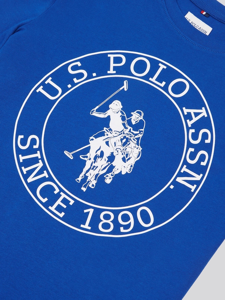 U.S. Polo Assn. Light Blue Boys 100% Cotton Circle Print T-Shirt - Image 3 of 3
