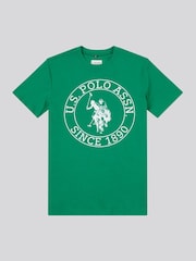U.S. Polo Assn. Green Boys 100% Cotton Circle Print T-Shirt - Image 1 of 3