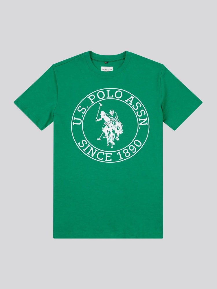 U.S. Polo Assn. Green Boys 100% Cotton Circle Print T-Shirt - Image 1 of 3