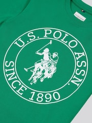 U.S. Polo Assn. Green Boys 100% Cotton Circle Print T-Shirt - Image 3 of 3