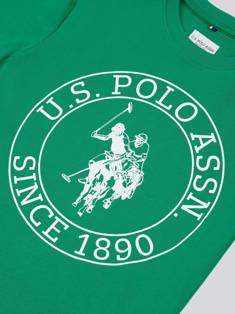 U.S. Polo Assn. Green Boys 100% Cotton Circle Print T-Shirt - Image 3 of 3