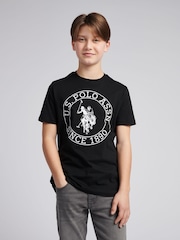 U.S. Polo Assn. Black Boys 100% Cotton Circle Print T-Shirt - Image 1 of 8