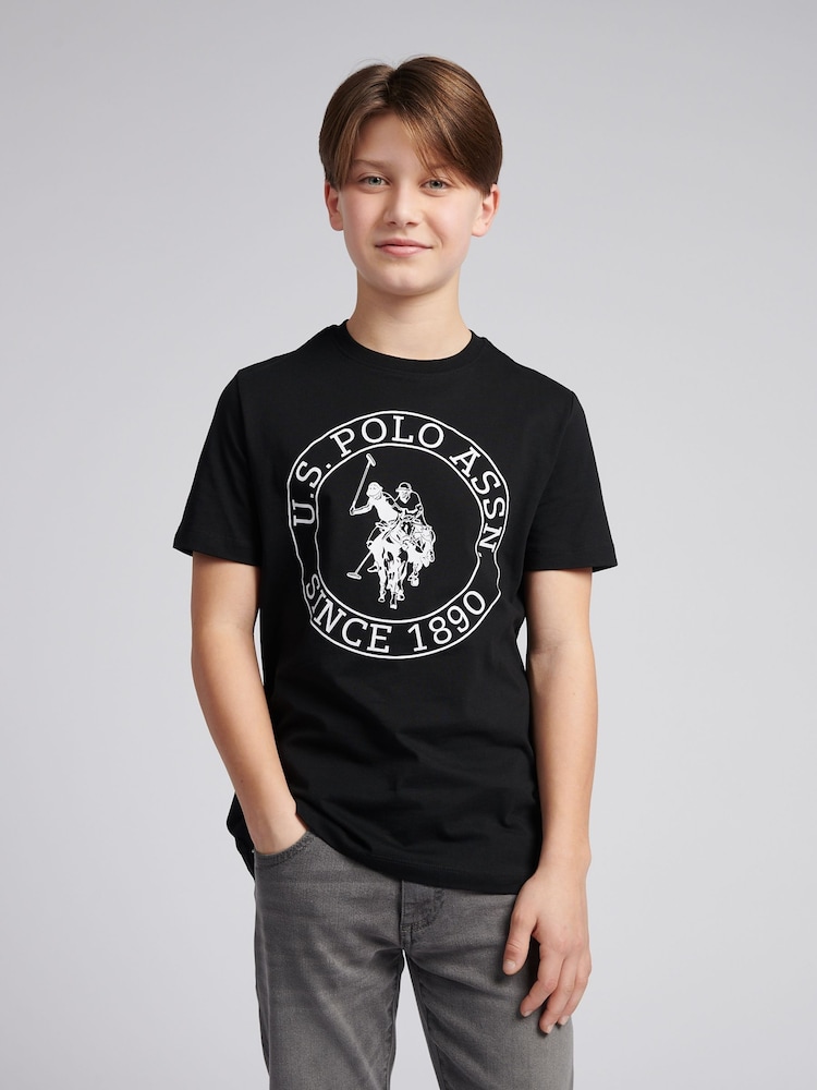 U.S. Polo Assn. Black Boys 100% Cotton Circle Print T-Shirt - Image 1 of 8