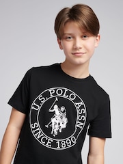 U.S. Polo Assn. Black Boys 100% Cotton Circle Print T-Shirt - Image 2 of 8