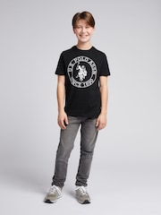 U.S. Polo Assn. Black Boys 100% Cotton Circle Print T-Shirt - Image 3 of 8