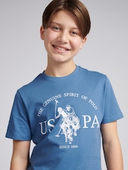 U.S. Polo Assn. Navy Blue Boys Graphic Print 100% Cotton T-Shirt - Image 2 of 7