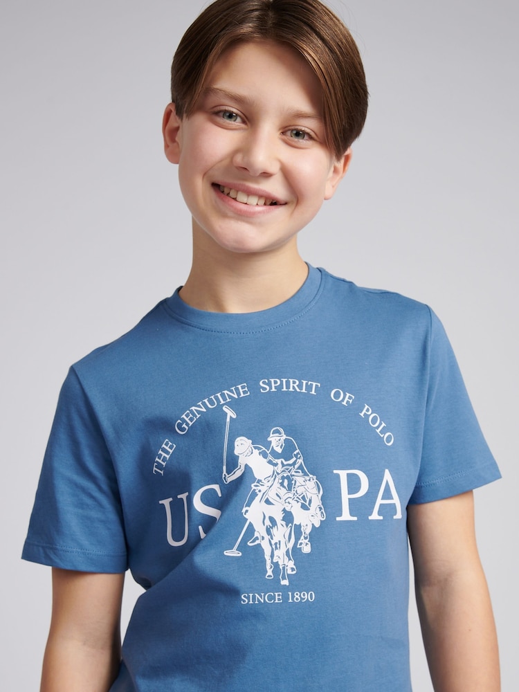 U.S. Polo Assn. Navy Blue Boys Graphic Print 100% Cotton T-Shirt - Image 2 of 7