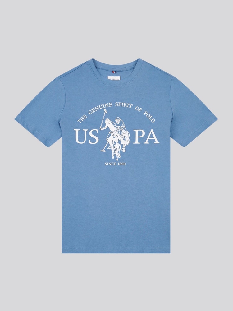 U.S. Polo Assn. Navy Blue Boys Graphic Print 100% Cotton T-Shirt - Image 5 of 7