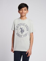 U.S. Polo Assn. Grey Boys 100% Cotton Circle Print T-Shirt - Image 1 of 8