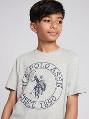 U.S. Polo Assn. Grey Boys 100% Cotton Circle Print T-Shirt - Image 2 of 8