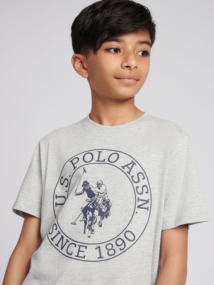 U.S. Polo Assn. Grey Boys 100% Cotton Circle Print T-Shirt - Image 2 of 8