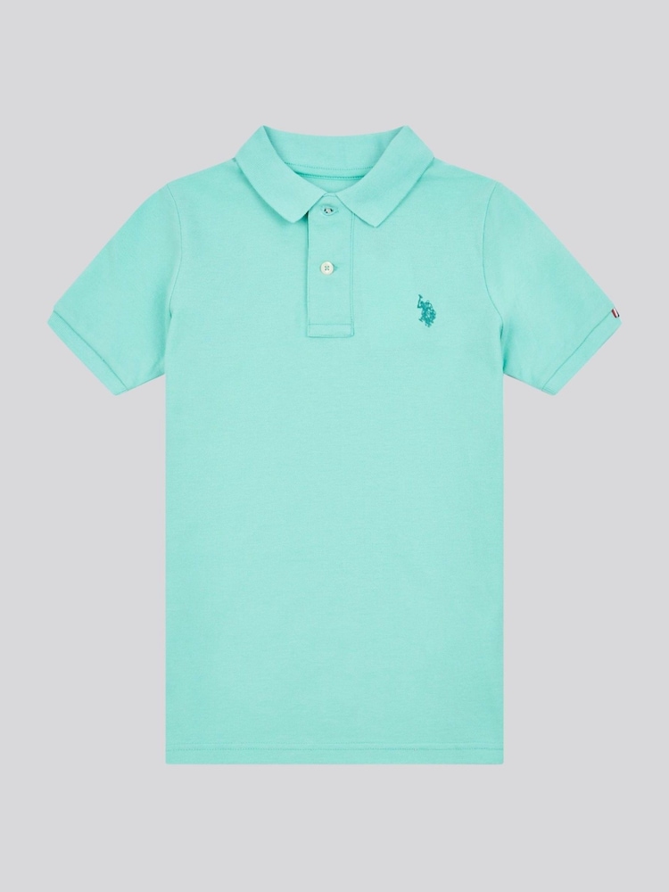 U.S. Polo Assn. Blue Boys Double Horsemen 100% Cotton Polo Shirt - Image 1 of 4
