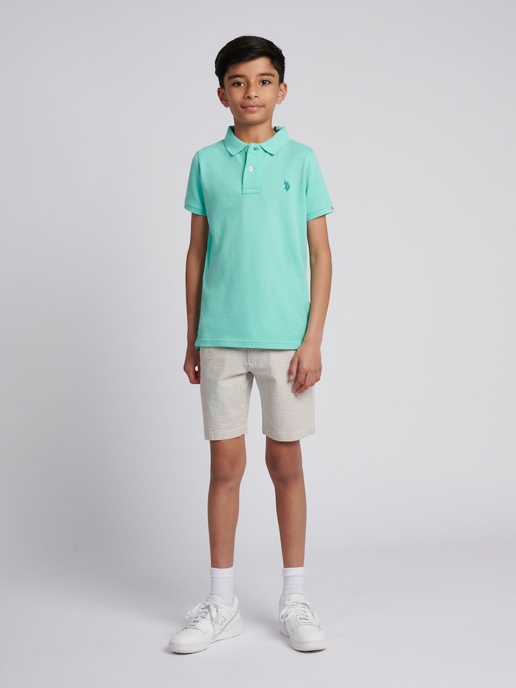 U.S. Polo Assn. Blue Boys Double Horsemen 100% Cotton Polo Shirt - Image 3 of 8