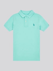 U.S. Polo Assn. Blue Boys Double Horsemen 100% Cotton Polo Shirt - Image 5 of 8