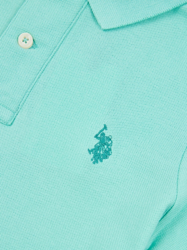U.S. Polo Assn. Blue Boys Double Horsemen 100% Cotton Polo Shirt - Image 7 of 8