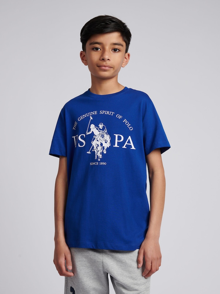 U.S. Polo Assn. Lightc Blue Boys Graphic Print 100% Cotton T-Shirt - Image 1 of 7