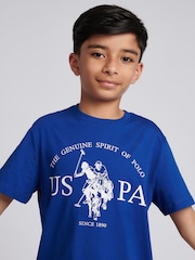 U.S. Polo Assn. Lightc Blue Boys Graphic Print 100% Cotton T-Shirt - Image 2 of 7
