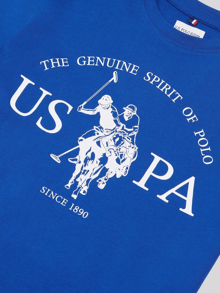 U.S. Polo Assn. Lightc Blue Boys Graphic Print 100% Cotton T-Shirt - Image 7 of 7