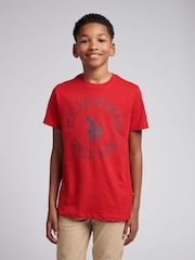 U.S. Polo Assn. Red Boys 100% Cotton Circle Print T-Shirt - Image 1 of 7