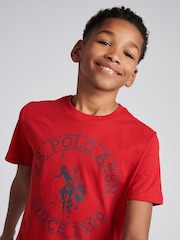 U.S. Polo Assn. Red Boys 100% Cotton Circle Print T-Shirt - Image 2 of 7