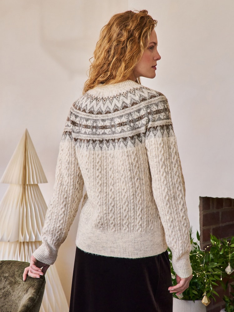 Ecru Fairisle Cable Knit - Suéter de Natal - Imagem 2 de 8