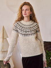 Ecru Fairisle Cable Knit - Suéter de Natal - Imagem 3 de 8
