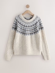 Ecru Fairisle Cable Knit - Suéter de Natal - Imagem 6 de 8