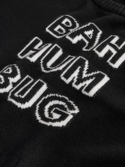 Black Lambswool Graphic Bah Humbug - بلوفر عيد الميلاد - صورة 7 من 8